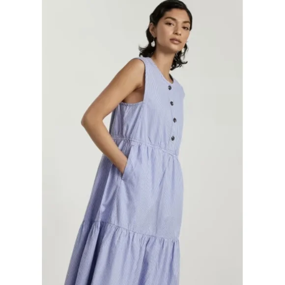 Everlane | Dresses | Nwt Everlane The Tiered Midi Dress Size Xs Striped  Sleeveless | Poshmark
